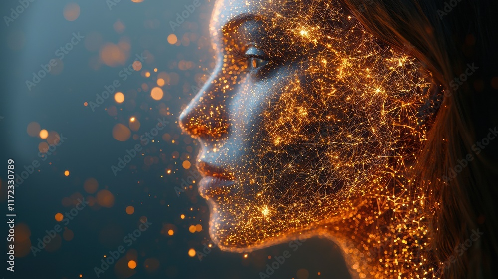 Poster cybernetic human merging with technology in a concept standard digital environment sci-fi visuals fu