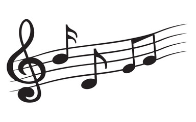 Print 
Music note waves Vector silhouette illustration Black and white White background 

