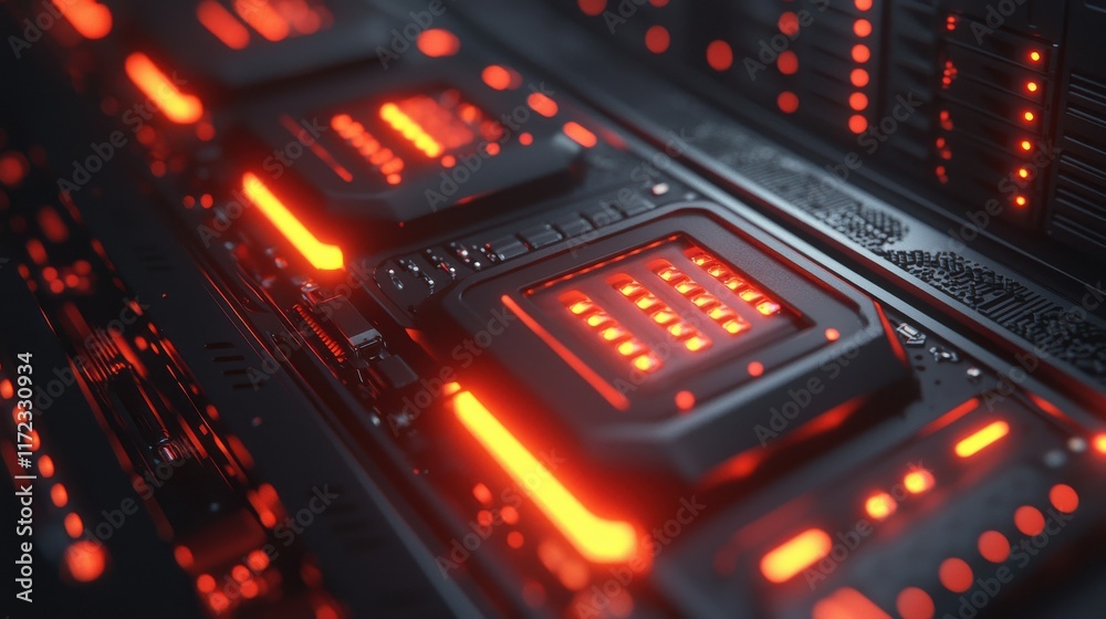 Aufkleber Illuminating data management a high-tech data center with rows of glowing servers in a futuristic environment