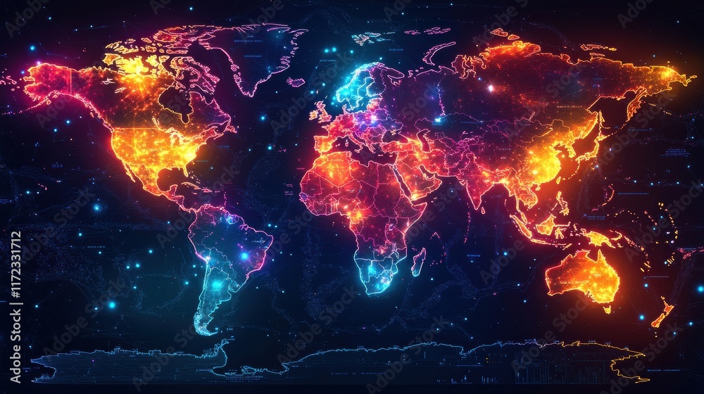Aufkleber Visualizing global connectivity digital map representation of dcdd standards across the world in a tech-driven environment