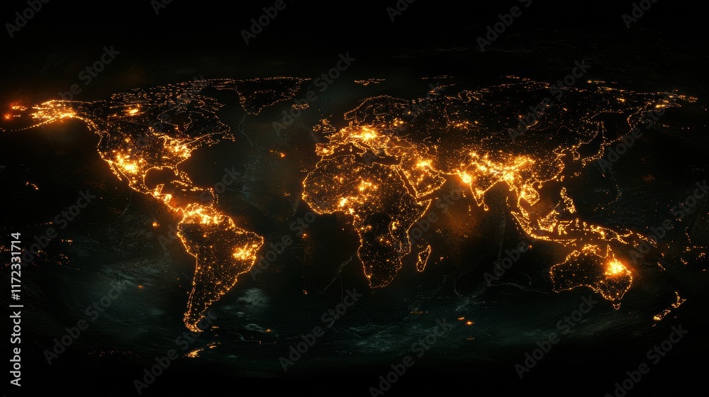 Poster Exploring global connectivity through a glowing digital map representing dcdd standards virtual environment interactive visualization technology concept