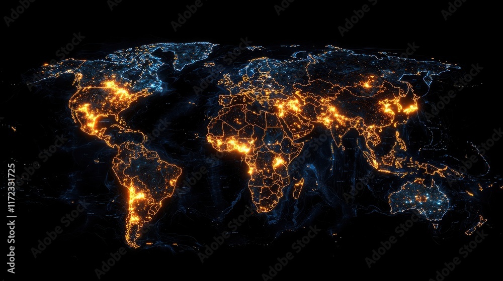 Aufkleber visualizing global connectivity a glowing digital map of dcdd standards worldwide infographic digita
