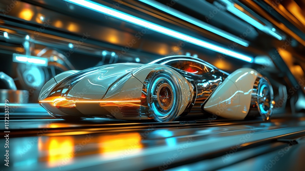 Poster revolutionizing transportation hyperloop concept showcased in futuristic urban environment innovativ