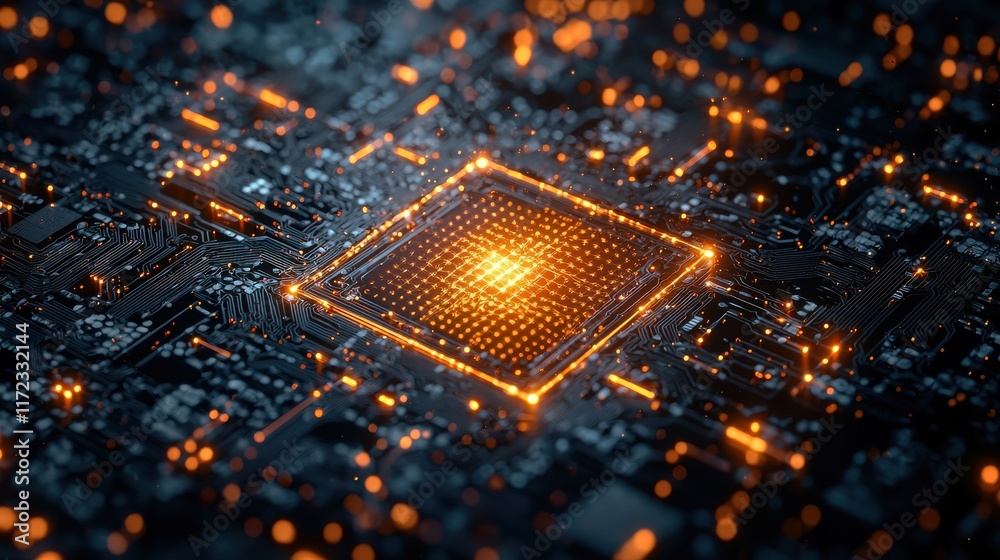 Leinwandbilder Exploring quantum computing a quantum computer surrounded by glowing quantum bits in a high-tech environment