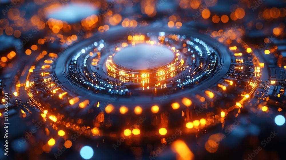 Fototapete Exploring quantum computing innovations digital lab visual art futuristic setting close-up glowing quantum bits standard