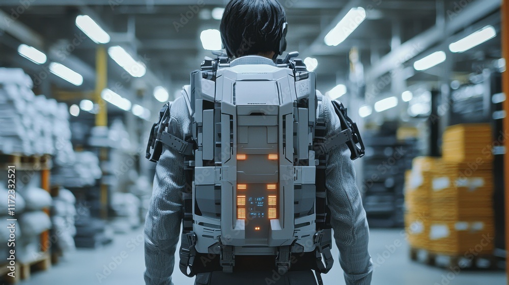 Poster enhancing worker efficiency with smart wearable exoskeletons in industrial settings for dfca complia
