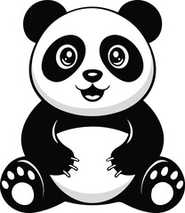 Panda Silhouette with Minimalist Design in Vector