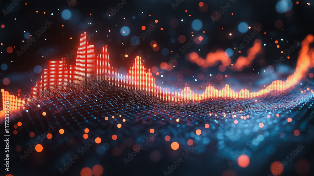 Poster data wave: abstract visualization of dynamic data flow