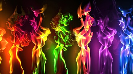 Obraz premium Color gradient with bright rich neon vivid glow like fire on hot metal, creating an eye-catching design for template use. Stunning visual effect achieved through the combination of colors and elements