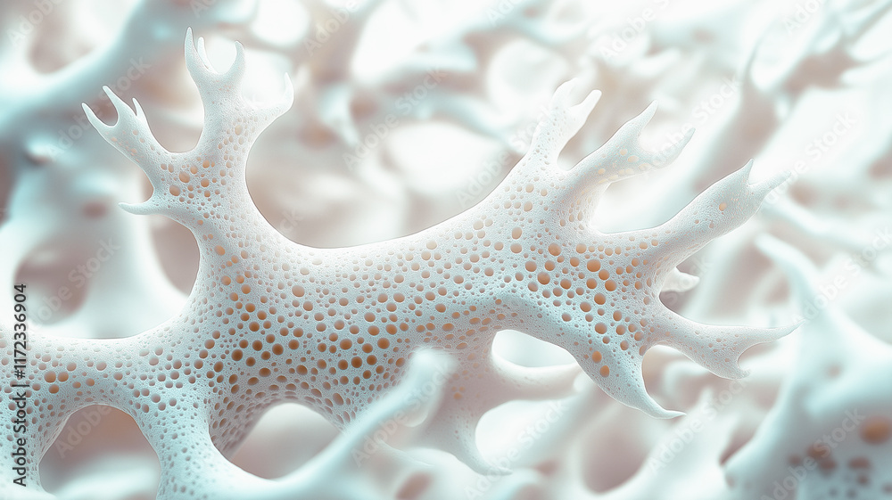 Poster microscopic network: a captivating close-up of a delicate, interconnected network of cells, rendered