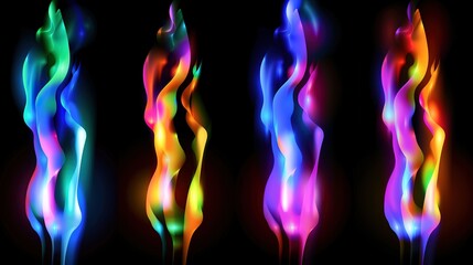 Fototapeta premium Color gradient with bright rich neon vivid glow like fire on hot metal, creating an eye-catching design for template use. Stunning visual effect achieved through the combination of colors and elements