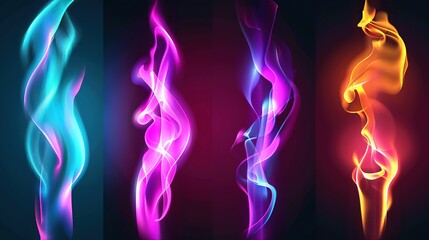 Obraz premium Color gradient with bright rich neon vivid glow like fire on hot metal, creating an eye-catching design for template use. Stunning visual effect achieved through the combination of colors and elements