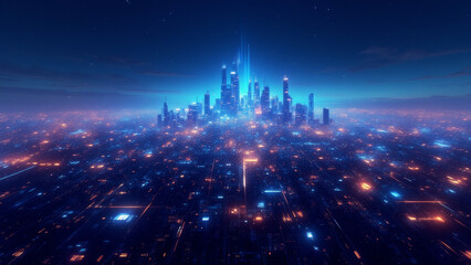 Fototapeta premium Digital abstract background resonate to futuristric era