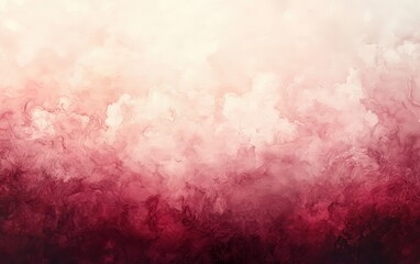 Fototapeta premium An abstract top-down view of the sky, with a smooth gradient transitioning from deep crimson red to soft coral and pale rose. 