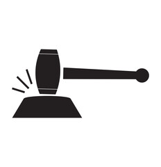 Print Gavel vector icon set in black and white filled and solid style