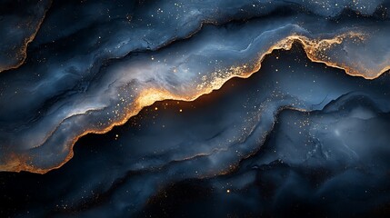 Abstract Dark Blue Gold Marble Texture Art