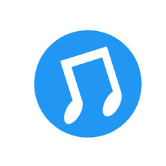 music note icon on blue button