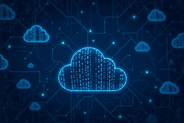 Digital background with a pattern of stylized clouds and data streams, cloud computing, data storage, abstract technology