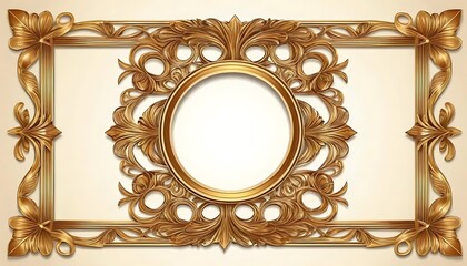 Ornate Golden Frame with Oval Centerpiece