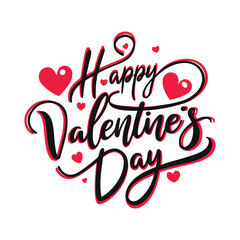 Lettering and typography of happy valentines day, vector illustration.