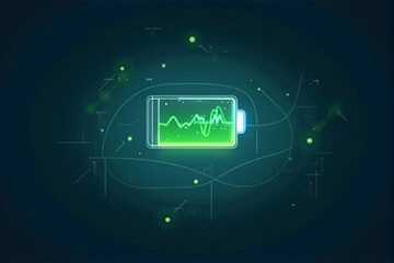 Obraz premium Digital background with a stylized representation of a battery charging, energy, power, technology, sustainability