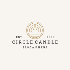 Circle candle logo vector hipster vintage icon illustration