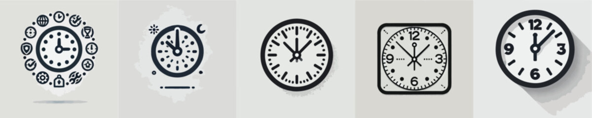 silhouette wall clock vector icon