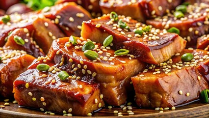 Close-up of Marinated Pork with Sesame Seeds - High-Resolution Stock Photo