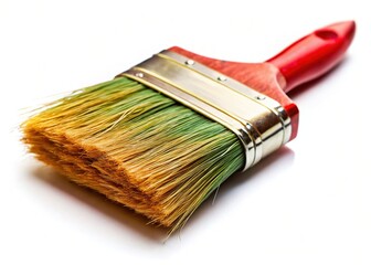 Coarse Bristle Paintbrush,  Artisan Tool, Isolated on White Background,  Landscape Photography  Stock Image