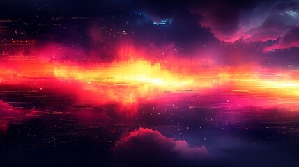 Fototapeta premium Abstract Cosmic Cloudscape with Vibrant Hues and Glittering Lights