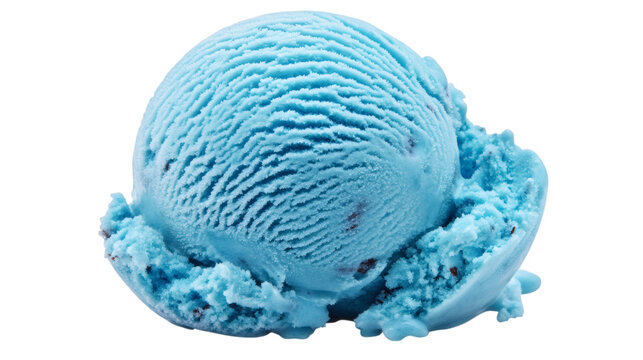 Blue ice cream scoop isolated on white transparent background