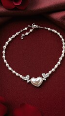 Elegant Pearl Necklace With Central Heart Design