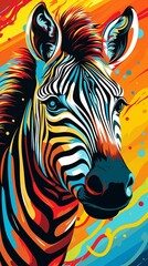 Obraz premium Abstract colored zebra head background, wallpaper for mobile, 9:16 ratio. Generative ai.