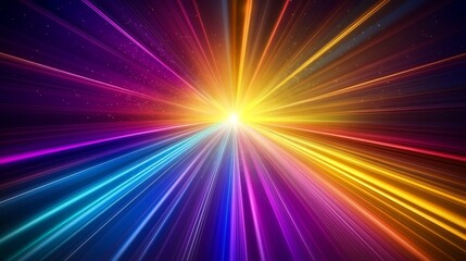 Fototapeta premium Colorful Light Rays Radiating From Bright Center