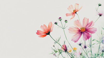 Elegant wedding invitation card background vector. Minimal hand painted watercolor botanical flowers texture template background. Design for wedding, vip cover, poster, rsvp moderncard.Valentine's Day