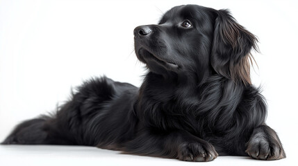 Black Lab Puppy Gazing Up:  A  black Labrador Retriever puppy,  a picture of innocence and curiosity,  gazes up with wide, soulful eyes.  Its dark coat and  soft.