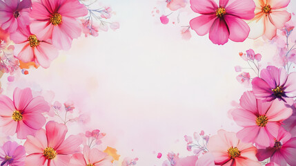 Fototapeta premium Elegant wedding invitation card background vector. Minimal hand painted watercolor botanical flowers texture template background. Design for wedding, vip cover, poster, rsvp moderncard.Valentine's Day