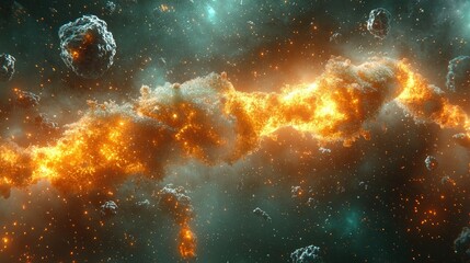 Obraz premium Fiery Cosmic Nebula