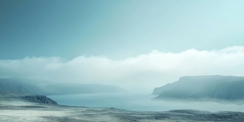 Obraz premium Serene landscape with misty mountains