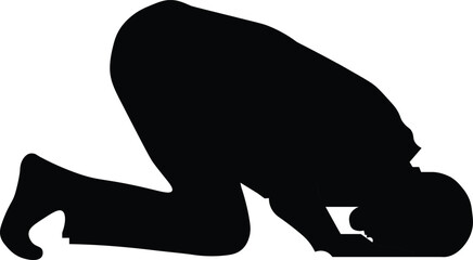 the silhouette illustration of muslim is praying 