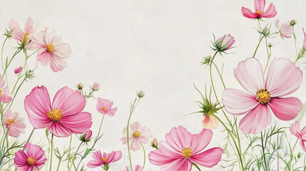 Fototapeta premium Elegant wedding invitation card background vector. Minimal hand painted watercolor botanical flowers texture template background. Design for wedding, vip cover, poster, rsvp moderncard.Valentine's Day