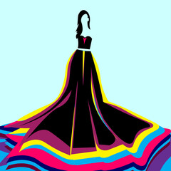 illustration of a lady in a fashion dress