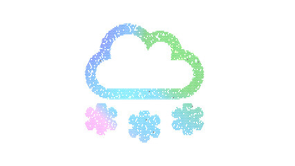 Icon cloud snow is made up of LED square shapes. There are bright diodes and there are black dead diodes