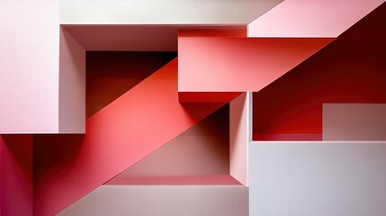 Obraz premium Abstract Geometric Shapes in Shades of Pink and Red Textures