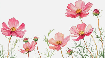 Fototapeta premium Elegant wedding invitation card background vector. Minimal hand painted watercolor botanical flowers texture template background. Design for wedding, vip cover, poster, rsvp moderncard.Valentine's Day