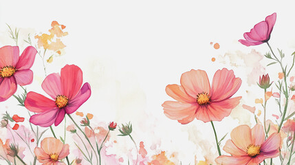 Fototapeta premium Elegant wedding invitation card background vector. Minimal hand painted watercolor botanical flowers texture template background. Design for wedding, vip cover, poster, rsvp moderncard.Valentine's Day