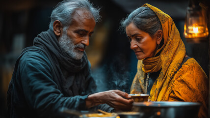 Elderly Couple Sharing a Moment of Warmth 