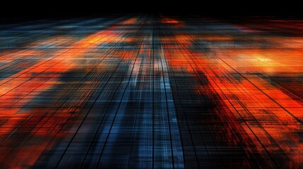 Abstract colorful grid pattern with vibrant blue and orange tones