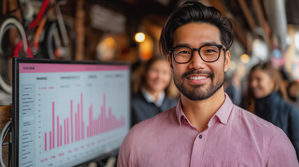 Confident Businessman with Data Visualization 