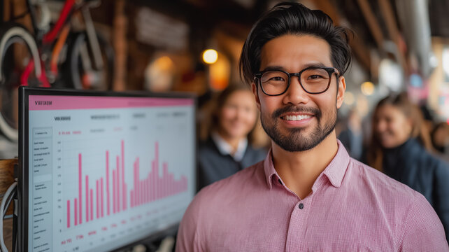 Confident Businessman with Data Visualization 